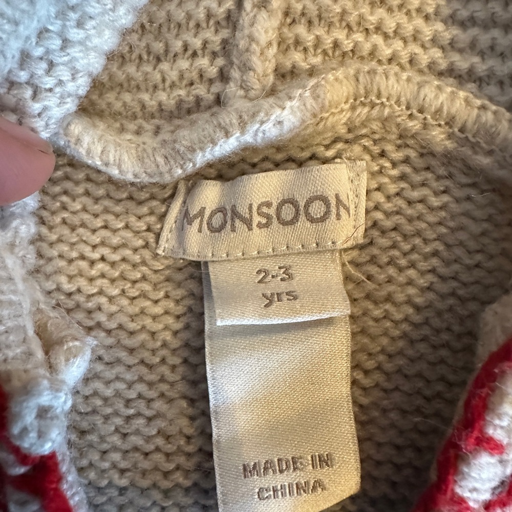Monsoon London Dutch girl Fairisle toddler knit poncho sweater jumper - Picture 6 of 7